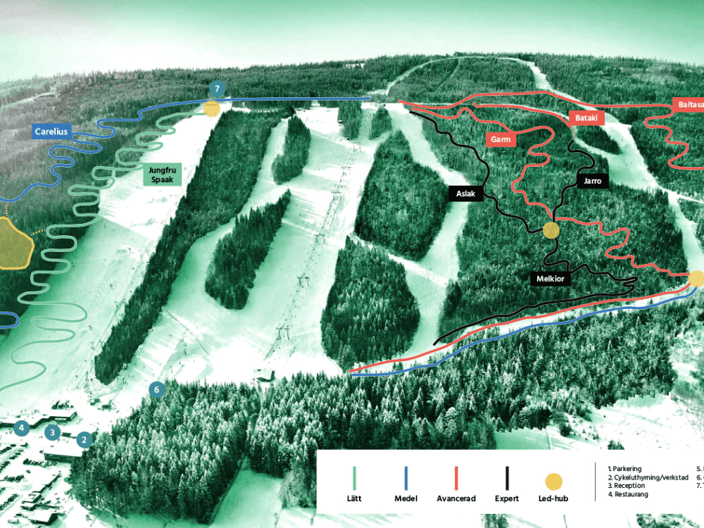 Pistekaart Sunne Ski & Bike